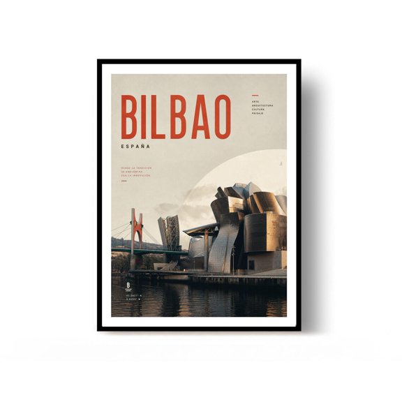 Bilbao Spain City Travel Vintage Travel Landscape Cityscape Wall Art Decor Unframed Paper Print