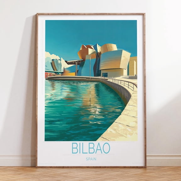 Bilbao Spain Minimalist City Travel Print, Unframed Paper Print Size 12x18