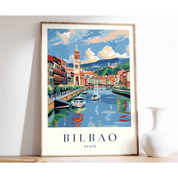 Bilbao Spain Travel Coastal City Poster , Poster Print Only