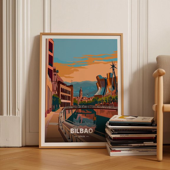 Bilbao Spain Travel Home Office Decor, Stretched Canvas 16x20in