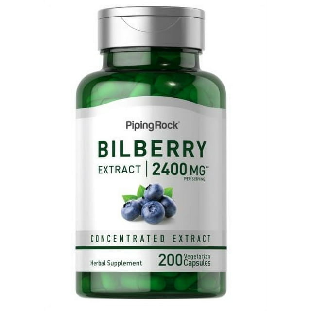 Piping Rock Bilberry Extract 1200mg 200 Vegetarian Capsules Vitamin