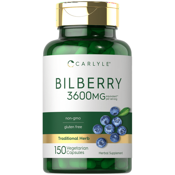 Bilberry Extract Capsules | 3600mg | 150 Count for Men and Women | by Carlyle