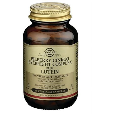 Solgar bilberry ginkgo eyebright complex plus lutein vegetable capsules, 60 ct
