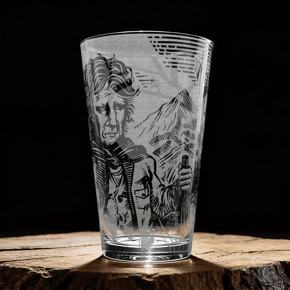 Bilbo Baggins Laser Engraved 16 oz Pint Glass, Officially Licensed The Lord of the Rings and The Hobbit Barware for Tolkien Fans.
