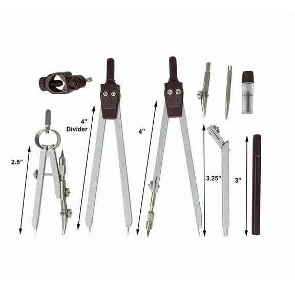 Bild Geometry Math Compass Set - Triple Metal Compass set with case