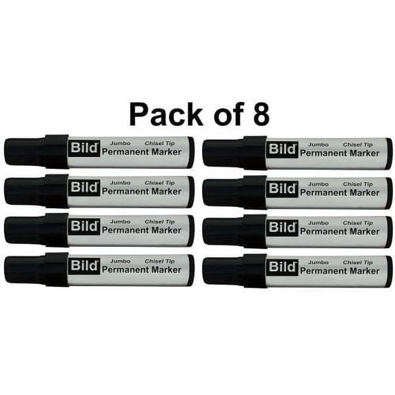 Bild Jumbo Permanent Markers - 8 Count Value Pack - Chisel tip - XL size