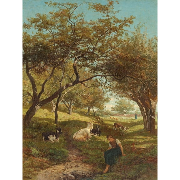 Bilders The Goatherdess Farm Goat Painting Extra Large XL Wall Art Poster Print