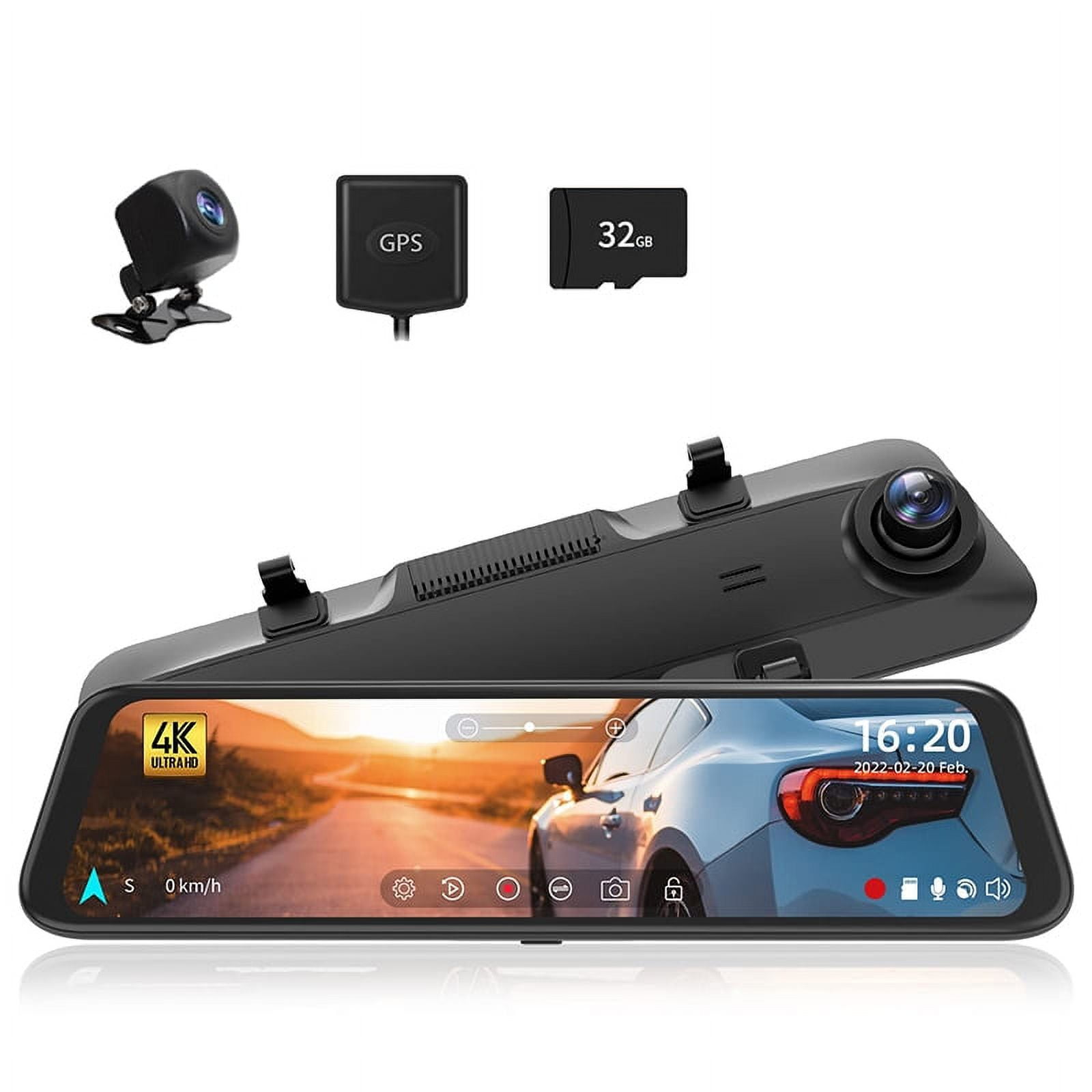 Bileeko 4K Car Mirror Dash Cam 12” Dual Camera Front and Rear Backup