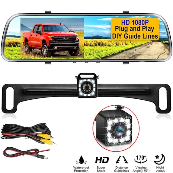 Bileeko Car Mirror Rear View Monitor Backup Camera HD 4.3 Inch Monitor Rear View Mirror Cam For Car Truck Minivan SUV