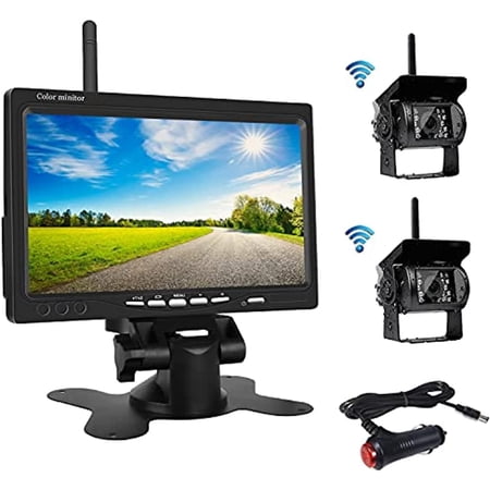 Bileeko WaterProof Automotive Backup Camera System with 7" Monitor 2 Camera Night Vision