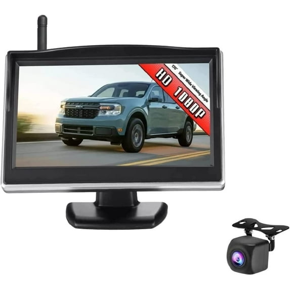 Bileeko Wireless Backup Camera 170° Wide View Angle for Car Pickups Camper Small RV Van with 5 Inch HD 1080P Rear View Monitor Kit 2.4G Stable Digital Signals Night Vision Waterproof