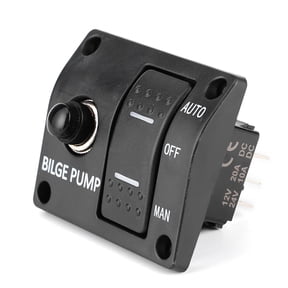 Bilge Pump 3 Way Panel, Automatic Float Switch Bilge Pump Switch Panel Built In Holder For 12V 24V DC Boat Bilge Pump