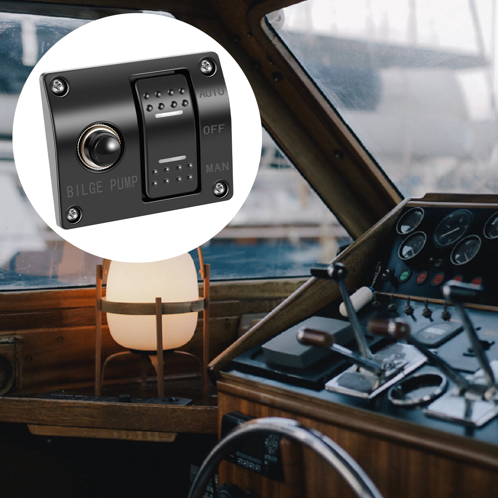 Marine Boat 3-Way Bilge Pump Switch Panel – Auto/Off/Manual Rocker Switch With LED & 15A Circuit Breaker