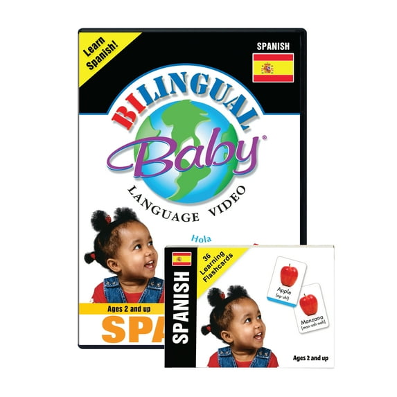 Bilingual Baby Learn Spanish Language DVD and Spanish Flashcards Set