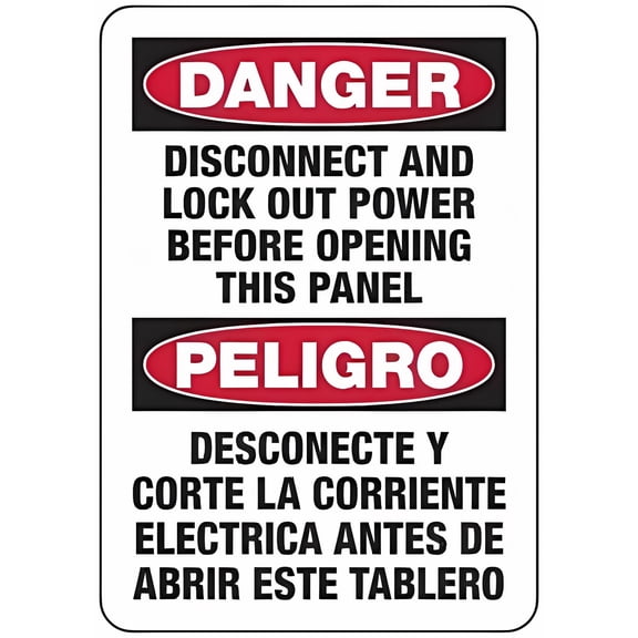 Bilingual Baler Safety Danger Disconnect Power 8"x12" OSHA Compliant Metal Tin Sign, Machine Warning Sign, Industrial Workplace Safety Sign