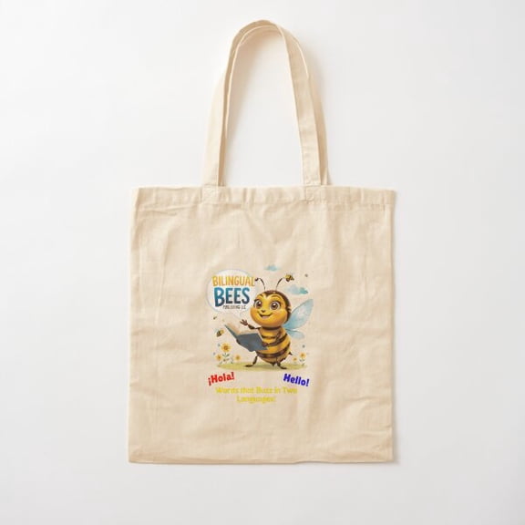 Bilingual Bees Cotton Tote Bag Canvas Tote Bag, Family Gift For Mother, Her