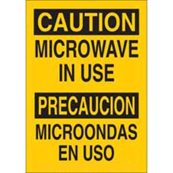 Bilingual Caution Microwave In Use Metal Tin Sign Aluminum Warning Sign Vintage Decorative Wall Art Plaque for Home Office Business Garage Farm Yard Indoor Outdoor Wall Decor 8x12 Inch
