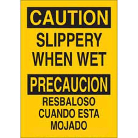 Bilingual Caution Slippery When Wet Metal Tin Sign Aluminum Warning Sign Vintage Decorative Wall Art Plaque for Home Office Business Garage Farm Yard Indoor Outdoor Wall Decor 8x12 Inch