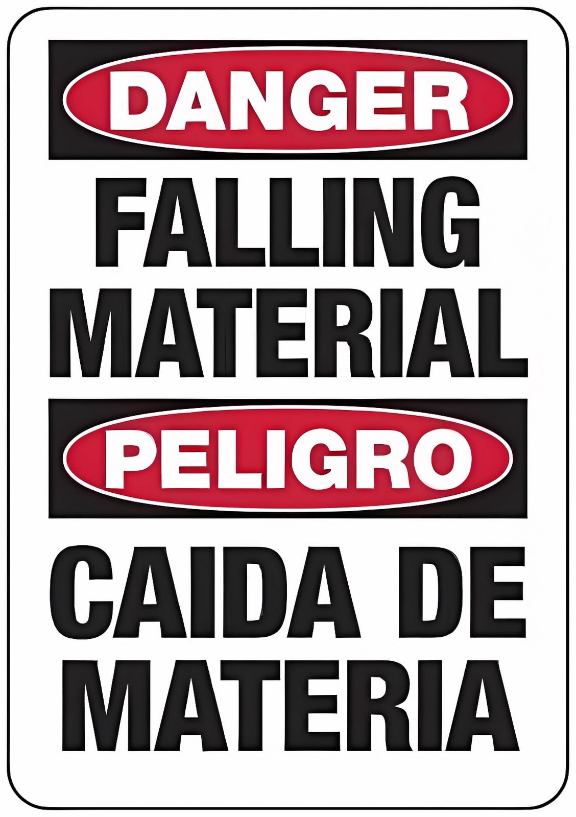 Bilingual Danger Falling Material Metal Tin Sign 12 x 8 Inches - OSHA ...