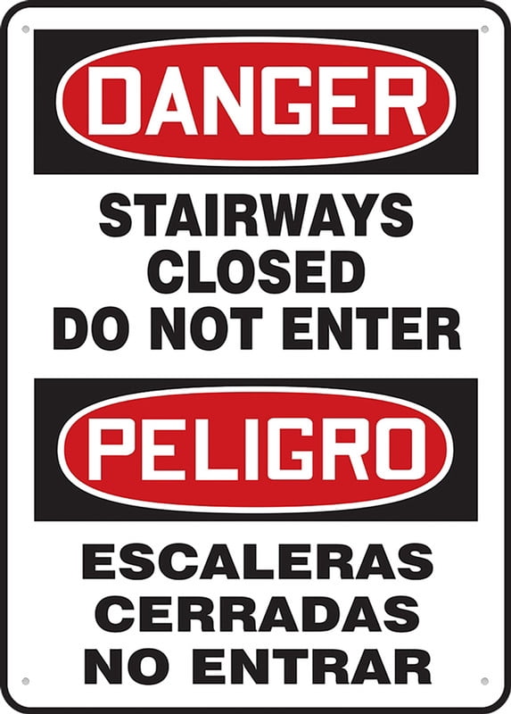 Bilingual Danger Safety Sign Stairways Closed Do Not Enter Outdoor ...