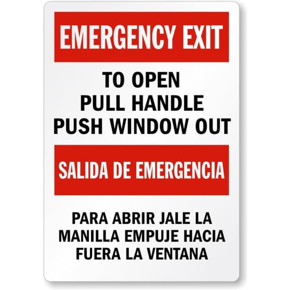 Bilingual Emergency Exit Aluminum Weatherproof 8" x 12" Sign P2372b