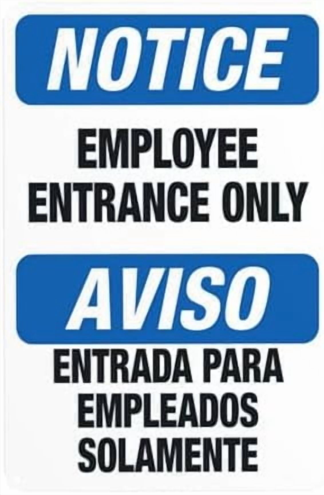 Bilingual Employee Entrance Only Warning Sign, Do Not Enter Metal Signs ...