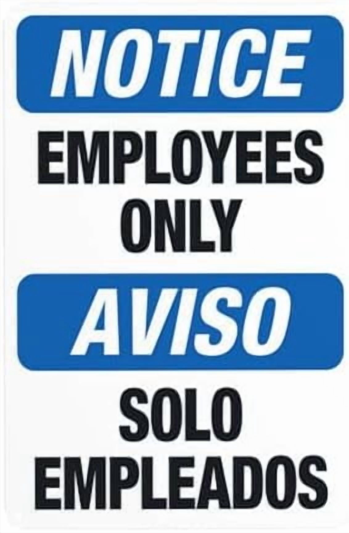 Bilingual Employees Only Warning Sign, Do Not Enter Metal Signs for ...
