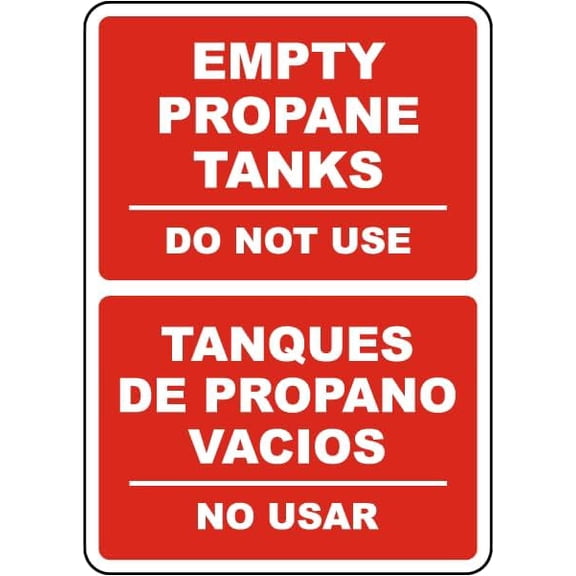 Bilingual Empty Propane Tanks Do Not Use Sign Metal Sign 8x12 Inch – Safety for Home, Office, or Workplace