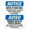 thumbnail image 1 of Bilingual Enter At Your Own Risk Sign, OSHA Sign,, 1 of 5
