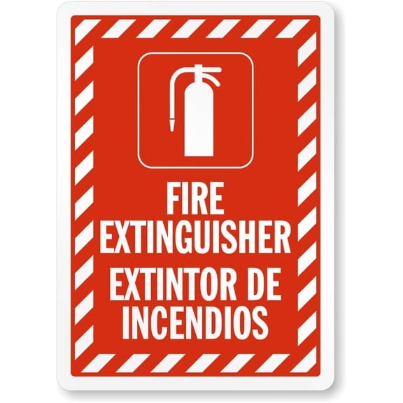 Bilingual Extintor De Incendios Aluminum Weatherproof 8" x 12" Sign P2387b