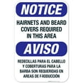 thumbnail image 1 of Bilingual Hairnets And Beard Covers Required In This Area Sign, OSHA Sign, 12x18 Aluminum, 1 of 1