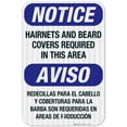 thumbnail image 1 of Bilingual Hairnets And Beard Covers Required In This Area Sign, OSHA Sign, 12x18 Reflective Aluminum EGP, 1 of 1