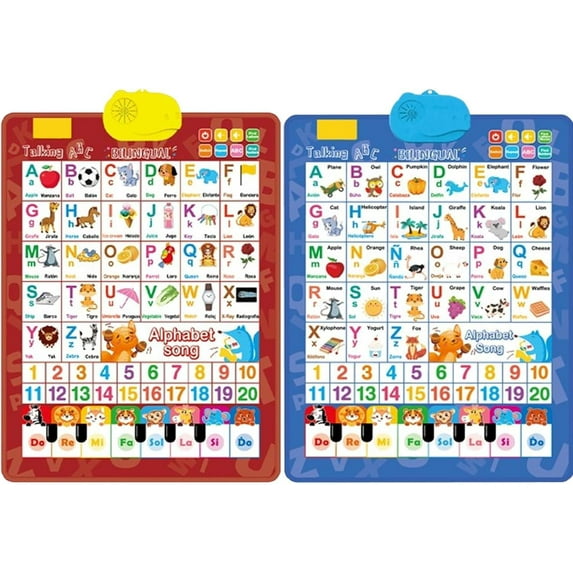 Bilingual Interactive Wall Chart for Kids – English & Spanish ABC Song Poster with Sound Effects, Alphabet, Numbers, Animal Words & Piano for Toddlers 1-6