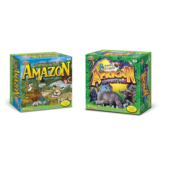 Bilingual Language Learning Game Bundle - African Adventure Playzzle and Journey on the Amazon Playzzle
