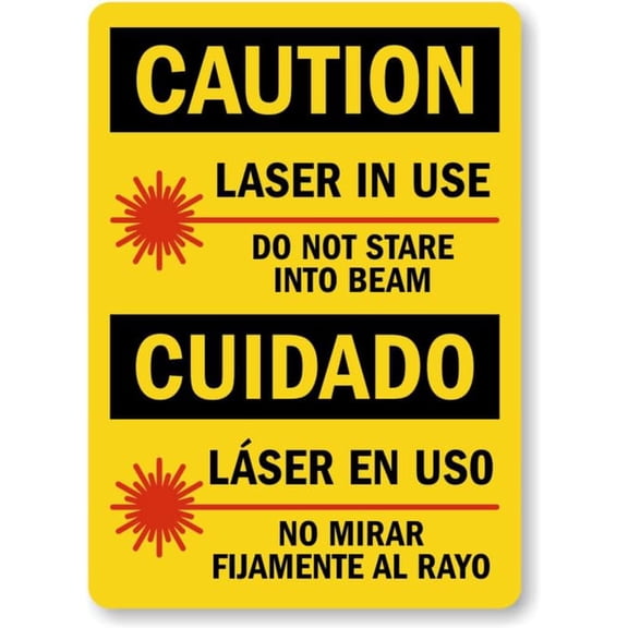 Bilingual Laser In Use Aluminum Weatherproof 8" x 12" Sign P2498b