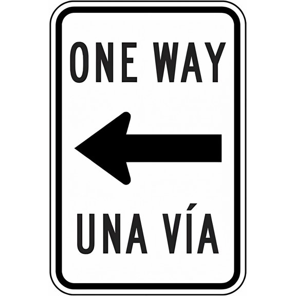 Bilingual Left Directional One Way 8"x12" Traffic Metal Tin Sign, Directional Sign, Home Work Street Facility Decor