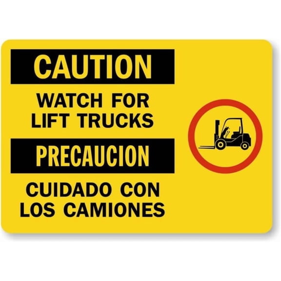 Bilingual Lifting Correctly Aluminum Weatherproof 8" x 12" Sign