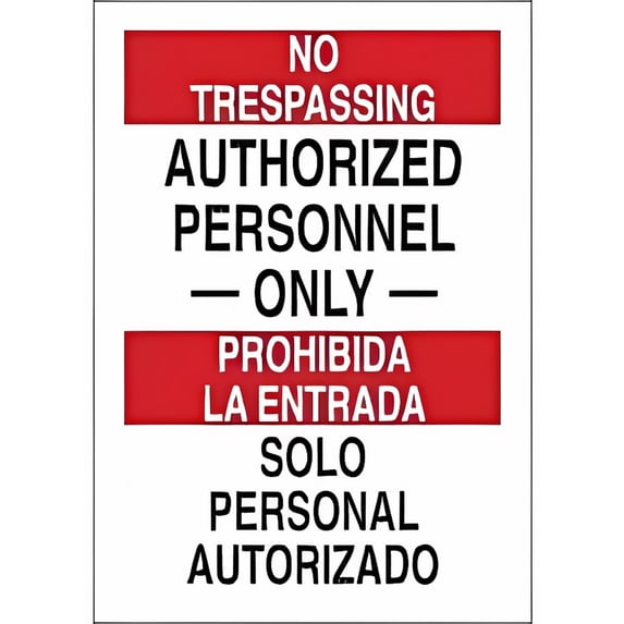 Bilingual NO TRESPASSING Authorized Personnel Only 8"x12" Metal Tin Sign, Security Restricted Access No.6562, Private Property Sign