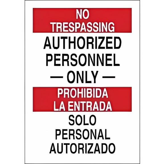 Bilingual NO TRESPASSING Authorized Personnel Only 8"x12" Metal Tin Sign, Security Restricted Access No.6562, Private Property Sign