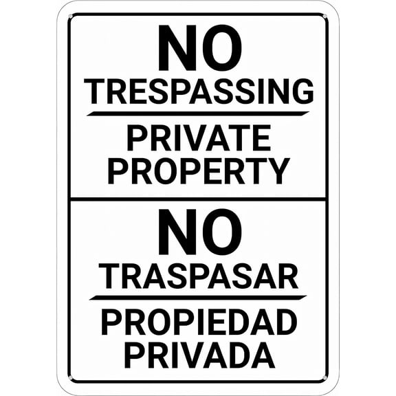 Bilingual No Trespassing Private Property 8"x12" Rust Free Aluminum Sign, Outdoor Metal Tin Sign, Home Business Yard Decor