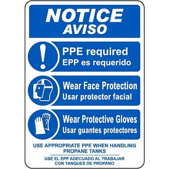 Bilingual Notice PPE Required When Handling Propane Tanks 8