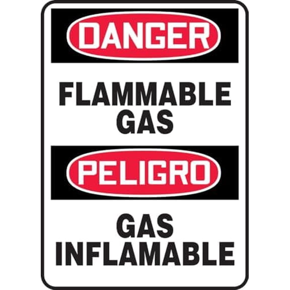 Bilingual OSHA Danger : Flammable Gas - HazMat Chemical Safety Sign Metal Sign 8 x 12 Inches – Clear Signage for Walls, Fences