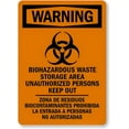 thumbnail image 1 of Bilingual OSHA Warning Biohazardous Waste Storage Area Unauthorized Keep Out Metal Sign 12 x 8 Inches - Warning for Wall/Fence, Indoor Outdoor Lab, Medical, Waste Zone, 1 of 6