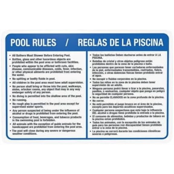 Bilingual Pool Rules Sign, English Spanish Warning Sign, Pool Security Metal Signs for Home Busines Outdoor Indoor Road Yard Garage Street Wall Caution Decor 12 x 8 Inch