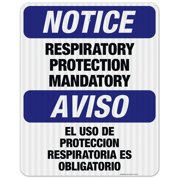 Bilingual Respiratory Protection Mandatory Sign, OSHA Sign, 24x30 Reflective Aluminum EGP
