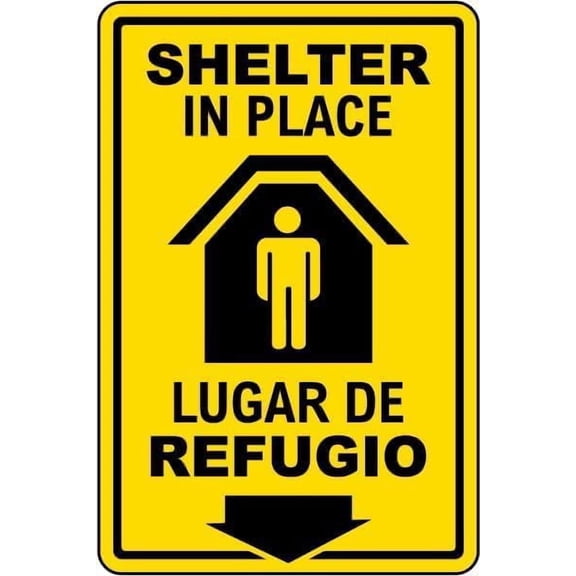 Bilingual Shelter in Place Sign Fire_Exit Emergency Signs Tornado D2 Metal Tin – 8 x 12 Inch for Home or Work