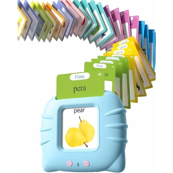 Bilingual Spanish and English Talking Flash Cards for 1-3,Airbition Pocket Speech Therapy Tools with 512 Words,Montessori Language Learning and Autism Aids,Children's Sensory Learning Kits