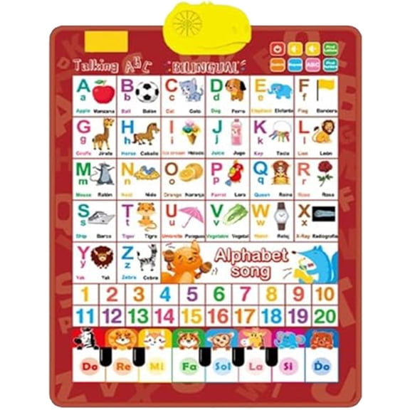 Bilingual Talking Wall Chart for Kids – English & Spanish Alphabet & Word Sound Chart for Early Language Learning and Educational Fun