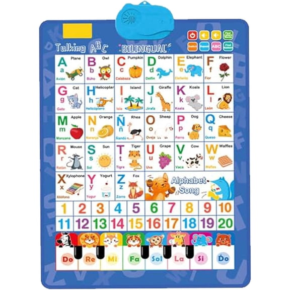 Bilingual Talking Wall Chart for Kids | English & Spanish Interactive Learning Poster with Sounds for Toddlers 3+