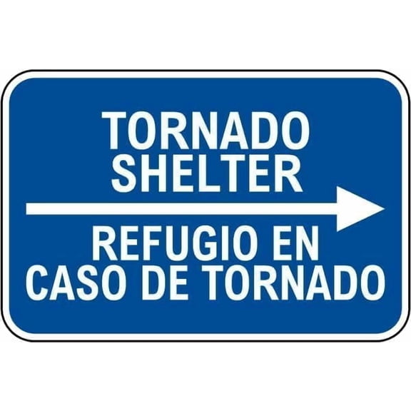 Bilingual Tornado Shelter Right Arrow Tin Sign Warning Metal Sign Vintage Wall Decor for Home Farm Bar Coffee Shop Club Decoration 12x16 Inch
